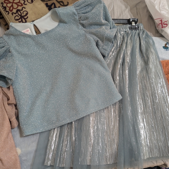 Bonnie Jean Other - Glittery Blue Two-Piece Set